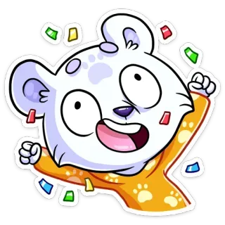 🥳 Мультфильм, Медведь, Праздник, Животное, Милый, Конфетти telegram sticker