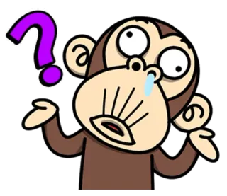 🤔 원숭이, 물음표, 혼란스러운, 슬픈, 만화, 스티커 telegram sticker