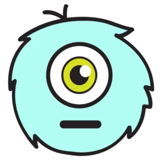 😐 monstruo, cíclope, lindo, dibujo animado, pegatina, un ojo, burbuja, personaje telegram sticker