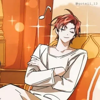 🍷 desenho animado, anime, personagem, feliz, nota musical, sorriso telegram sticker