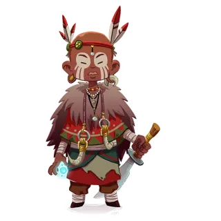 👨 fantasy, tribal, warrior, mage, child, sword telegram sticker