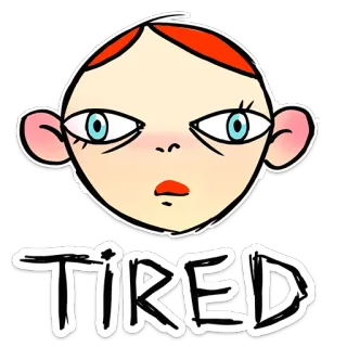 😫 TIRED fatigué, sommeil, visage, dessin animé, épuisé telegram sticker
