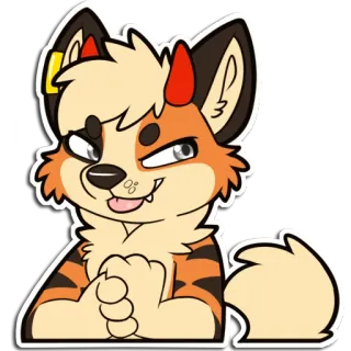 😈 furry, feline, tiger, anthropomorphic, mischievous, sticker, cartoon telegram sticker
