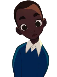 😟 анимация, персонаж, мультфильм, африканский, мальчик, портрет telegram sticker