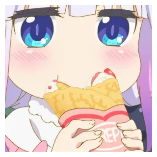 📎 Kanna Kamui Miss Kobayashi's Dragon Maid kanna, dragon, anime, crêpe, nourriture telegram sticker