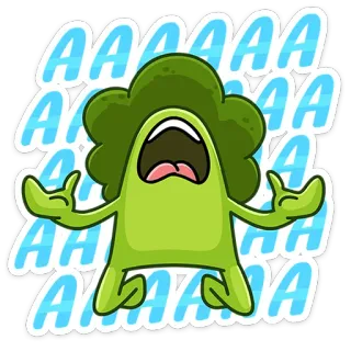 😱 AAAAAAA 소리 지르는, 괴물, 초록색, 만화, 고함, 표정 telegram sticker