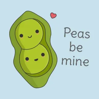 🌹 Peas be mine erbsen, kawaii, süß, essen, liebe, valentinstag whatsapp sticker