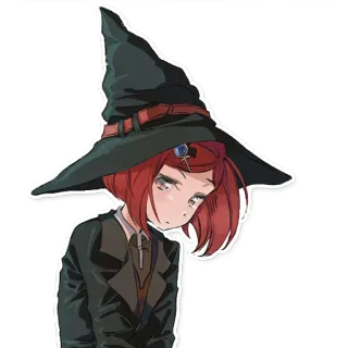 😒 bruxa, anime, magia, garota, mago, chapéu telegram sticker