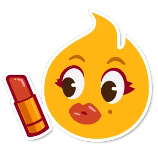 💄 emoji, fire, lipstick, beauty, makeup, cartoon whatsapp sticker
