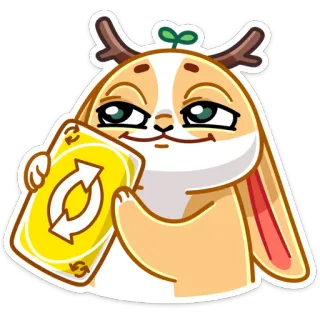😊 animal, dibujos animados, carta uno, conejo, gracioso, juego, naipes telegram sticker