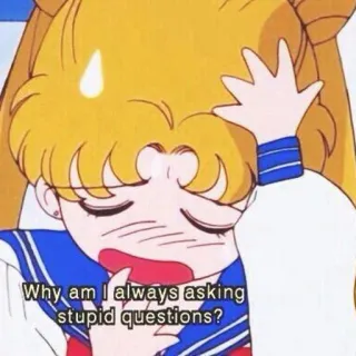 😧 Sailor Moon Why am I always asking stupid questions? anime, kartun, pertanyaan, frustrasi, Sailor Moon whatsapp sticker