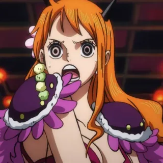 😰 Nami One Piece 动漫, 海贼王, 娜美, 震惊, 惊讶 telegram sticker