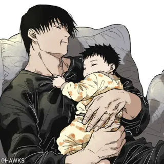 🖤 padre, bebè, dormire, genitore, famiglia whatsapp sticker