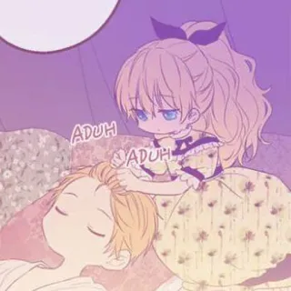 🍼 ADUH ADUH Desenho animado, Menina, Criança, Cabelo, Dormindo, Fofo telegram sticker