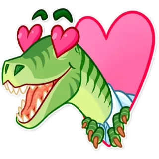😍 dinosaur, heart, love, eyes, cartoon, animal telegram sticker