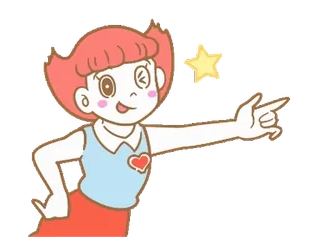 💫 卡通, 女孩, 指, 眨眼, 角色, 星星 whatsapp sticker