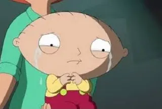 ☹ Stewie Griffin Family Guy cartoon, baby, crying, sad, Stewie Griffin, Family Guy telegram sticker