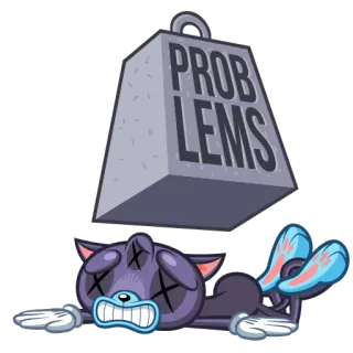 😫 PROBLEMS mèo, vấn đề, cân nặng, phim hoạt hình telegram sticker