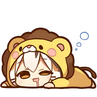 🤤 Anime, Leão, Sonolento, Fofo, Desenho animado, Chibi whatsapp sticker