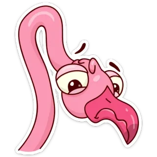 😒 火烈鸟, 伤心, 粉色, 鸟, 卡通, 动物, 贴纸 telegram sticker
