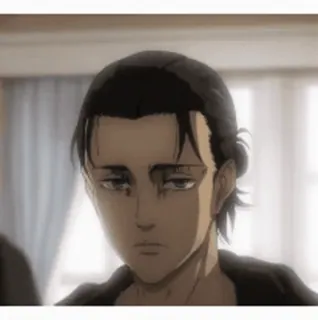 ❤ Eren Yeager Attack on Titan eren yeager, attack on titan, anime character, serious, looking down, manga telegram sticker