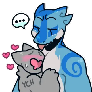 💪 YCH Anthro, Furry, Cartoon, Kreatur, Liebe, Zuneigung whatsapp sticker