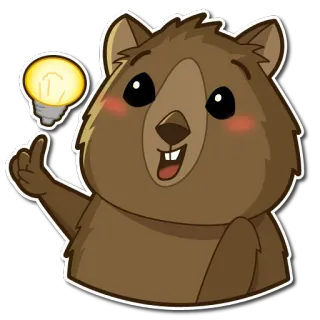💡 quokka, idea, light bulb, cute, animal, cartoon telegram sticker