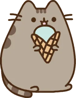 🍦 Pusheen Katze, Eis, süß, Cartoon, Sticker, Essen telegram sticker
