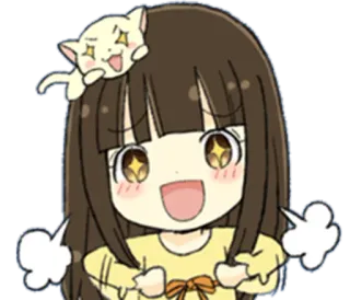 🤗 Anime, Gato, Garota, Fofo, Desenho animado telegram sticker