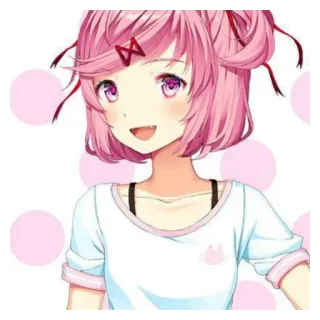 😊 Natsuki Doki Doki Literature Club! anime, Mädchen, süß, rosa Haare, Videospiel telegram sticker