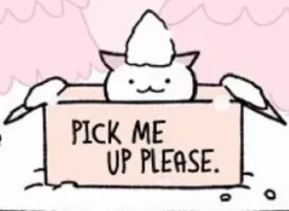 ⏰ PICK ME UP PLEASE. Katze, süß, Karton, Tier, kawaii, Kätzchen, Anfrage, Hilfe telegram sticker