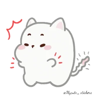 🐱 кот, милый, злой, мультяшный, животное, белый, каваий whatsapp sticker