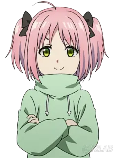 🙂 anime, garota, cabelo rosa, desenho animado, fofo, personagem telegram sticker