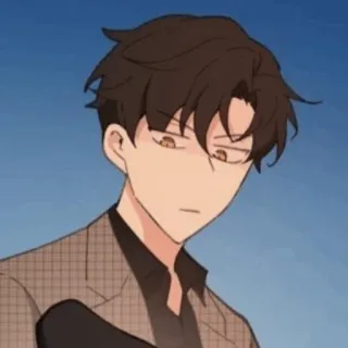 🎗 アニメキャラ, 男性, 茶髪, アニメスタイル, イラスト telegram sticker