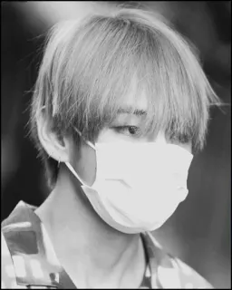 ➰ person, mask, portrait, grayscale, kpop, idol telegram sticker