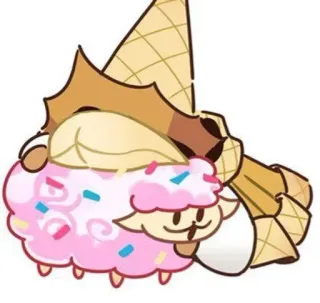 😶 lindo, oveja, dibujos animados, postre, helado, dulce telegram sticker
