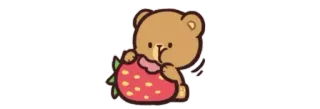🍓 orso, fragola, carino, cartone animato, cibo telegram sticker