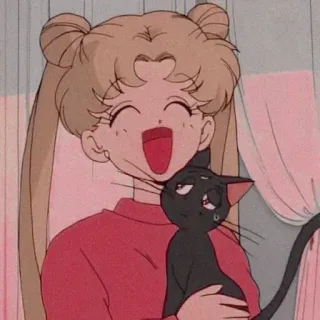 🖤 Sailor Moon Sailor Moon, Anime, Manga, Gatto, Cartone animato, Kawaii telegram sticker