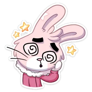 ☹️ lapin, étourdi, étoiles, dessin animé, animal, mignon, expression telegram sticker