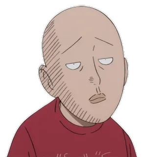 😑 Saitama One-Punch Man anime, one punch man, saitama, hero, bald, bored, cartoon telegram sticker