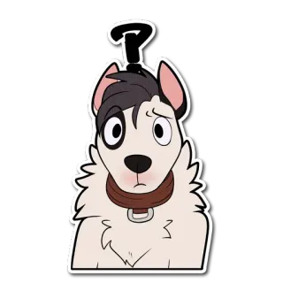 ⁉ dog, cartoon, sad, confused, collar, cute, animal, sticker telegram sticker