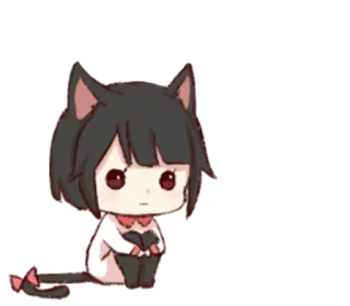 😞 Chibi, Katzenmädchen, Anime, Manga, Süß, Kawaii, Cartoon telegram sticker
