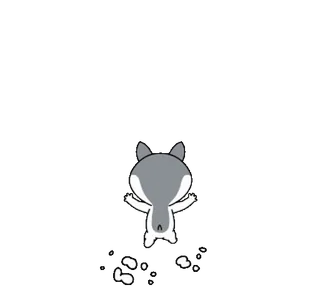 😱 animal, dog, cartoon, cute, grey, white, back view whatsapp sticker