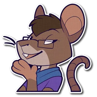 😏 мышь, очки, пушистый, мультфильм, животное, персонаж telegram sticker