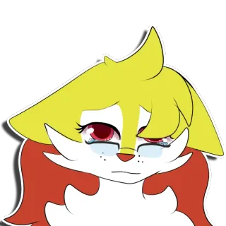 😢 triste, chorando, anime, raposa, lágrimas, desenho animado telegram sticker