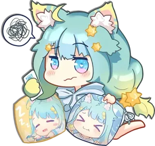😣 Anime, Cartone animato, Carino, Kawaii, Adesivo, Personaggio telegram sticker