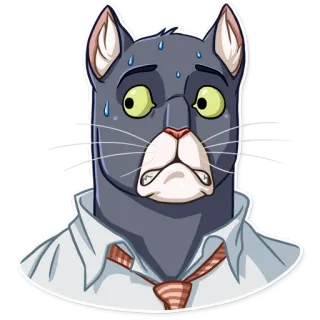 👀 Katze, nervös, schwitzend, ängstlich, Cartoon, anthropomorph telegram sticker