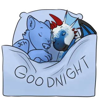 😴 GOODNIGHT buenas noches, dormir, dragón, perro, lindo, animales whatsapp sticker