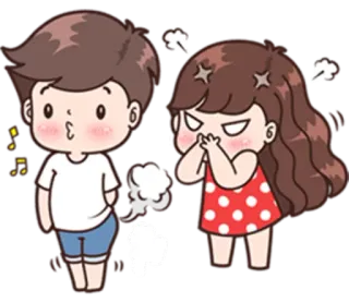 💨 dessin animé, péter, couple, drôle, émotions telegram sticker