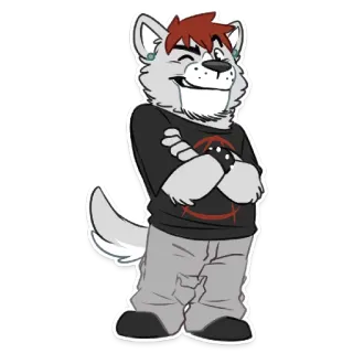 😉 furry, anthropomorphic, wolf, cartoon, character, mascot whatsapp sticker